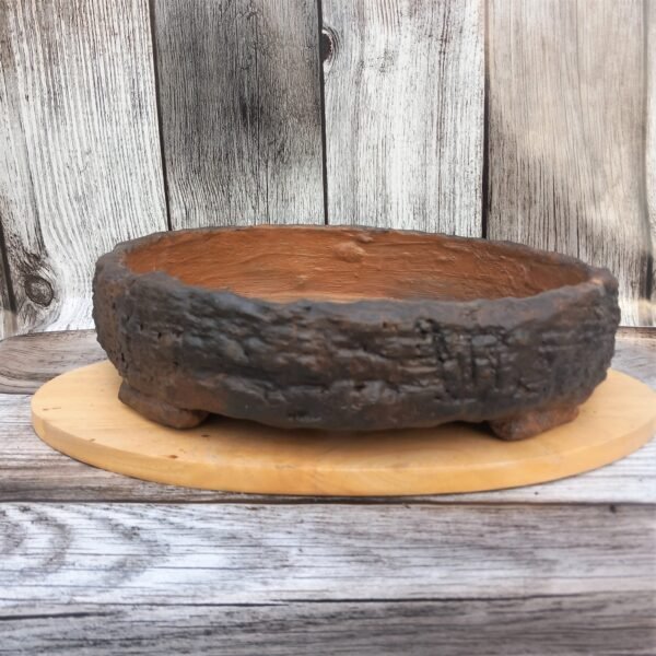 grand pot bonsaï rond aspect écorce , artisanal