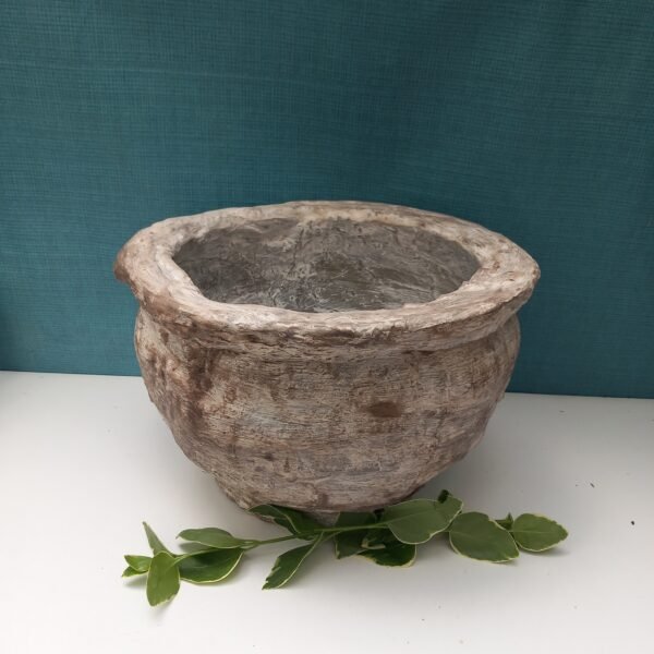 grand pot rond aspect pierre pour le jardin – Image 3