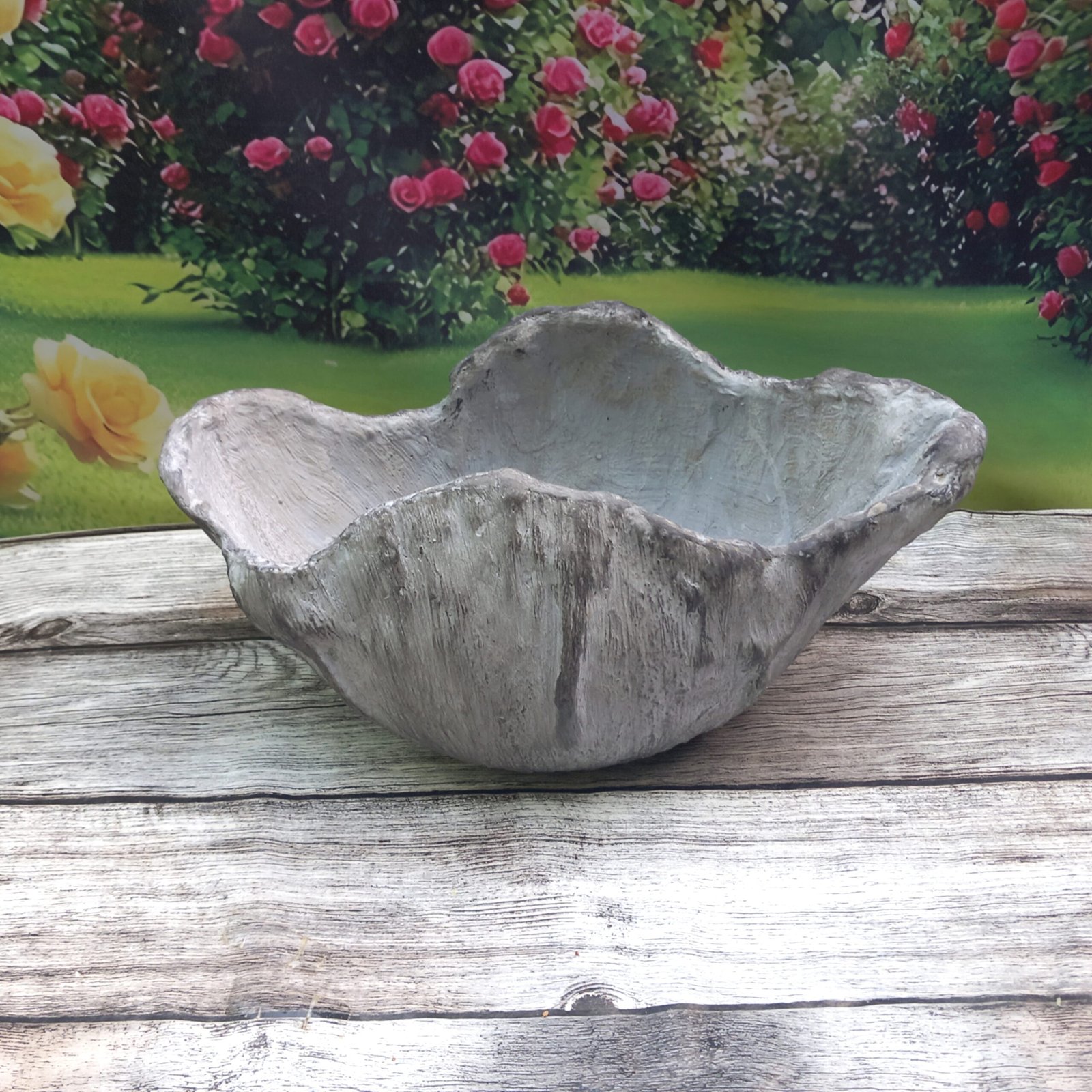 Jardinière d'extérieur artisanale grise forme coquille – Image 6