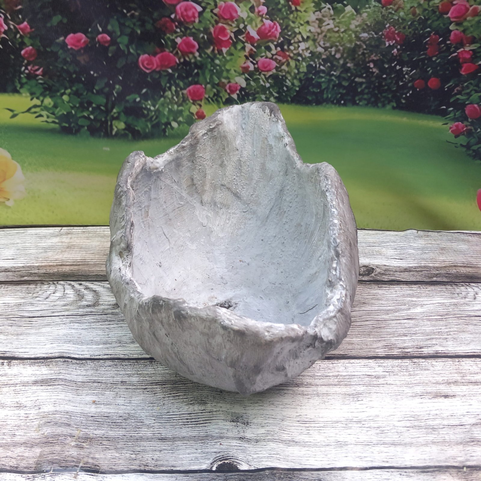 Jardinière d'extérieur artisanale grise forme coquille – Image 11