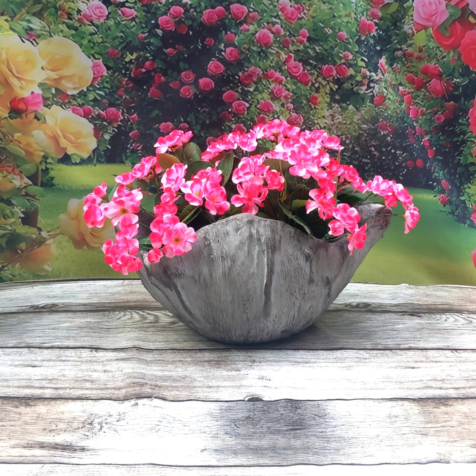 Jardinière d'extérieur artisanale grise forme coquille – Image 10